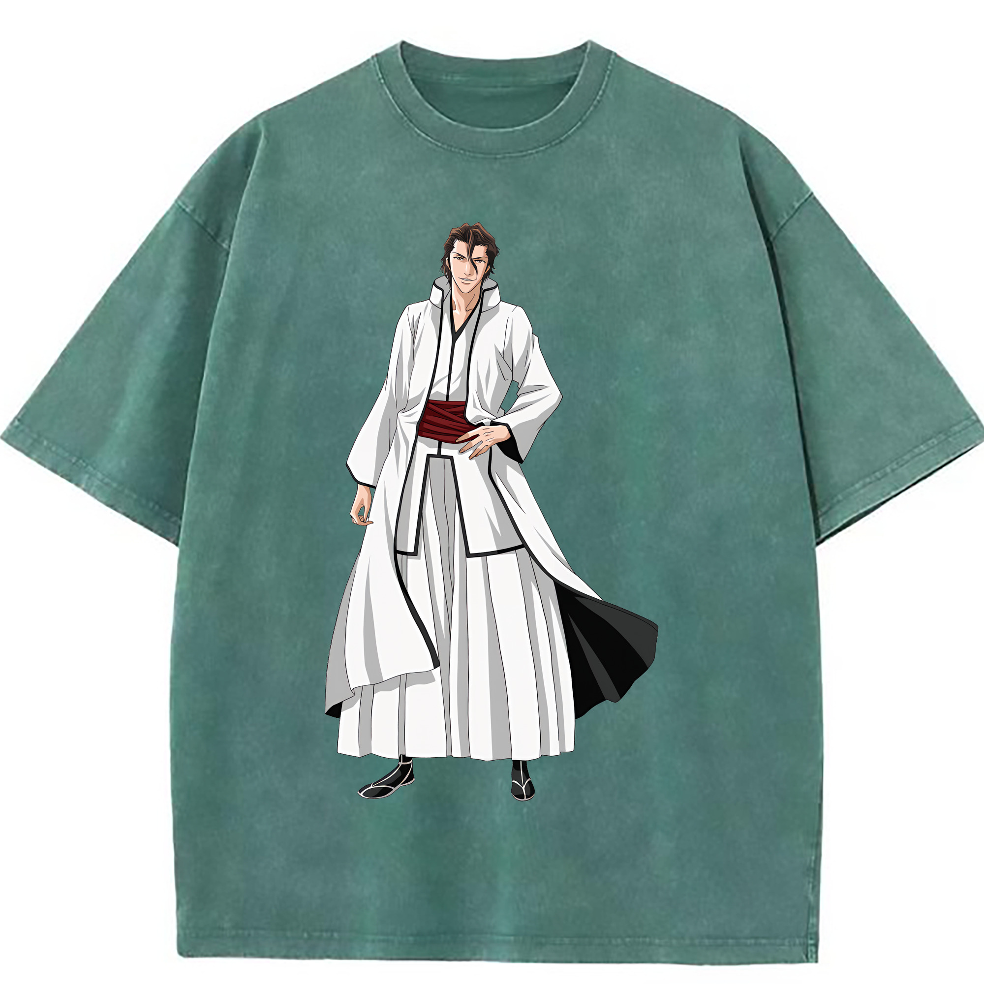 （画像用） ブリーチ 藍染 惣右介（あいぜん そうすけ） BLEACH Aizen Sousuke 綿100% ヴィンテージ風 半袖Tシャツ（フロントプリント）